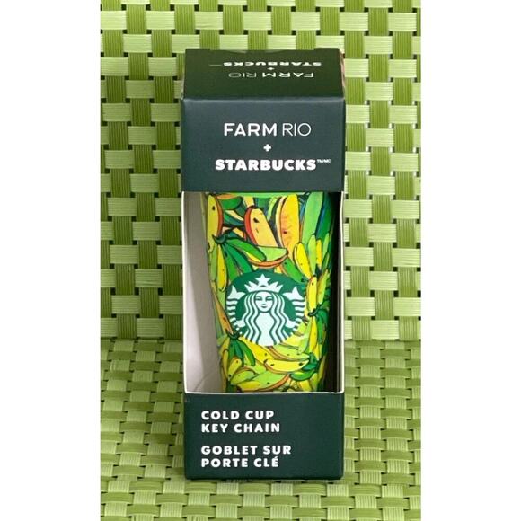 Farm Rio X Starbucks Board Banana Tumbler Cold Cup 24 oz & Tumbler Key Chain - Picture 12 of 16